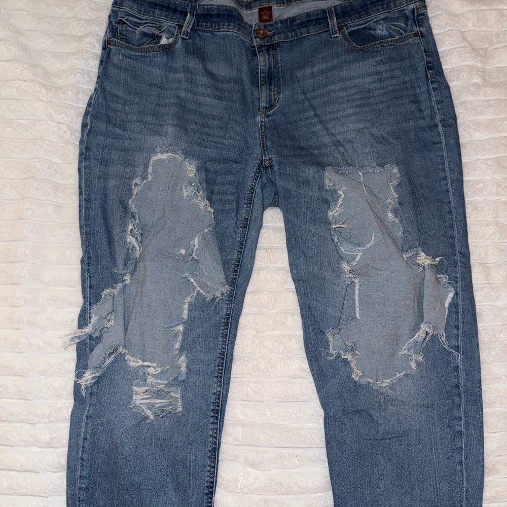 Plus Size Distressed Blue Jeans